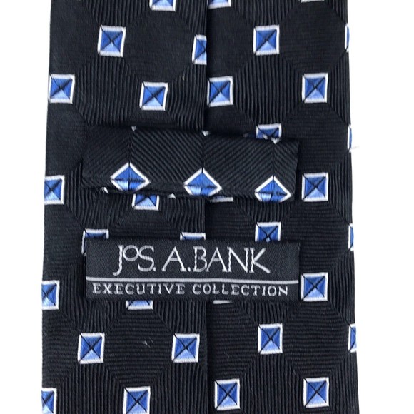 Jos A Bank Executive Collection Tie 100% Silk Textured Black Blue White Necktie - Picture 4 of 7